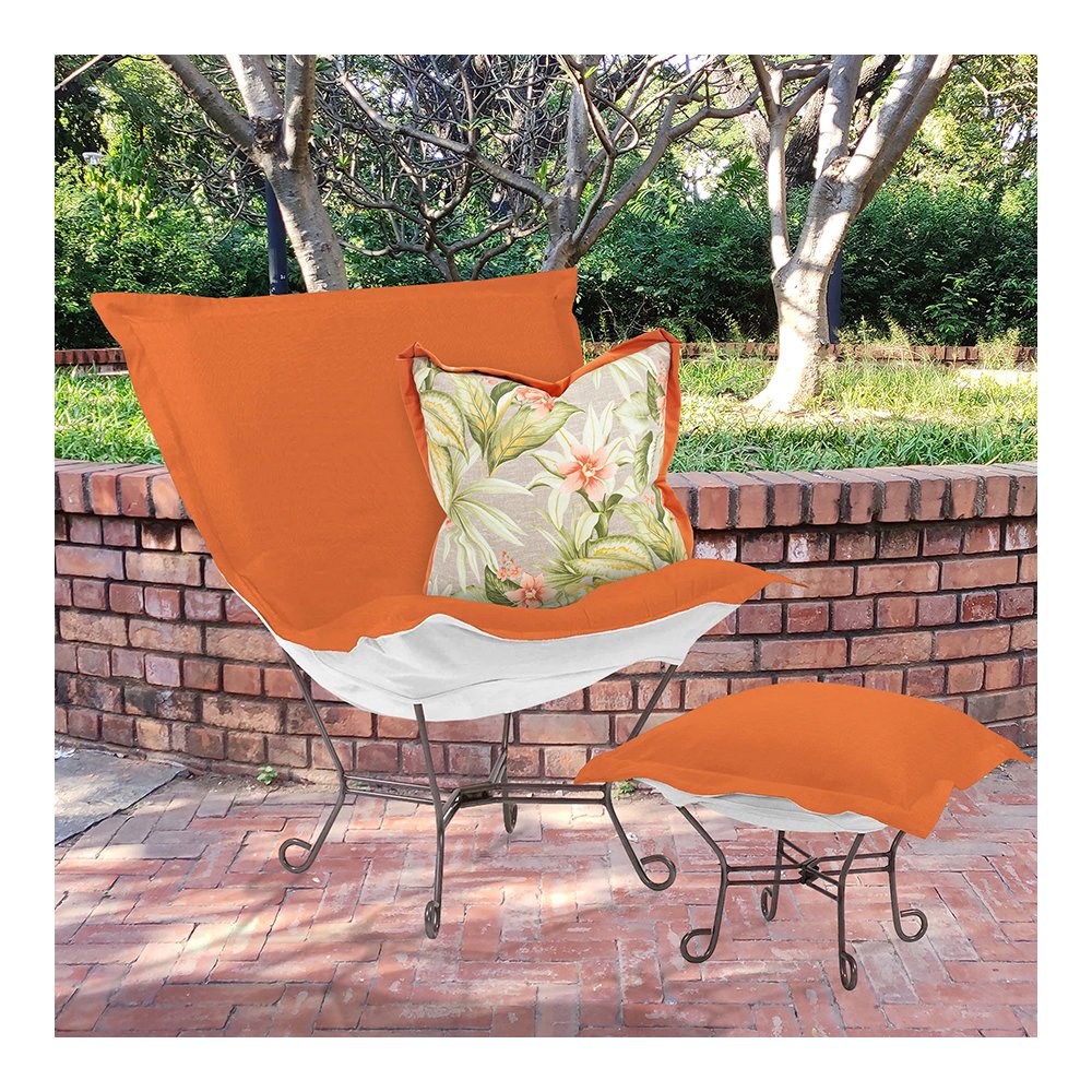 Patio Scroll Puff Chair Seascape Canyon Titanium Frame. Picture 3