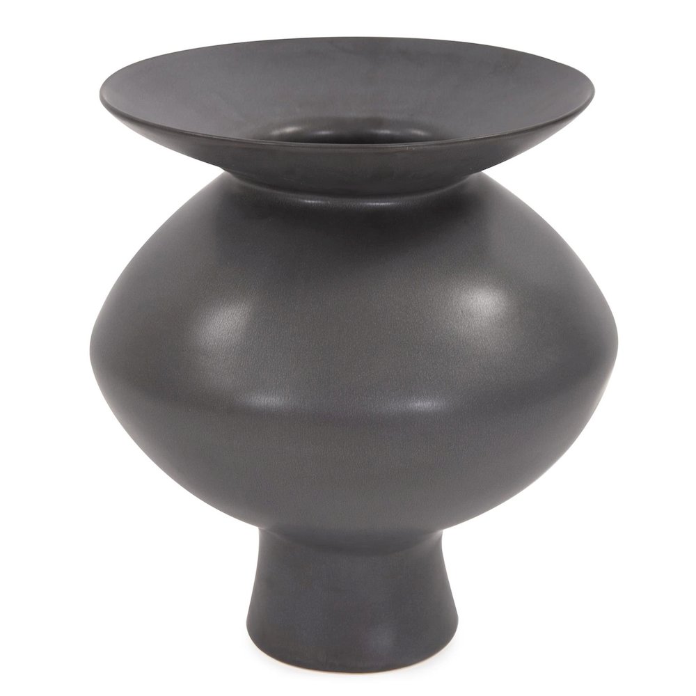 Graphite Ceramic Flared Vase- Medium. Picture 1