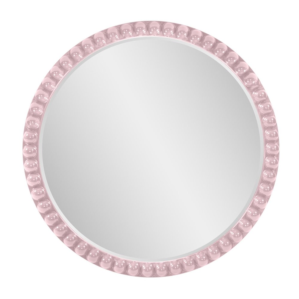 Varsha Round Oversized Beaded Mirror in Glossy Lilac. Picture 1