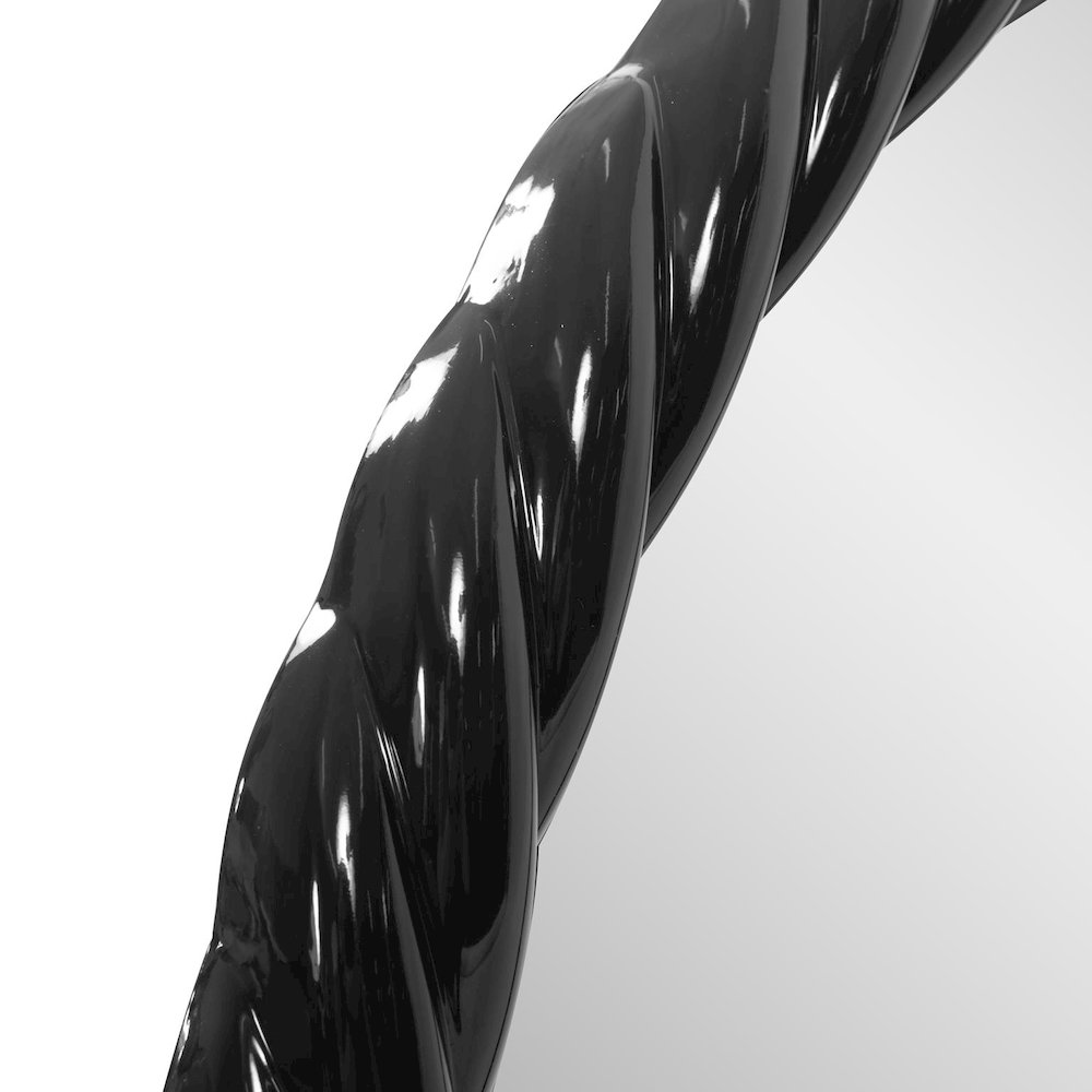 Gita Braided Round Mirror in Glossy Black. Picture 3