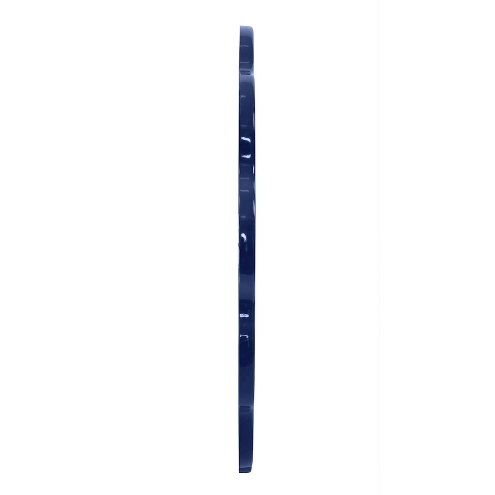 Kushi Round Scalloped Edge Mirror in Glossy Navy. Picture 3
