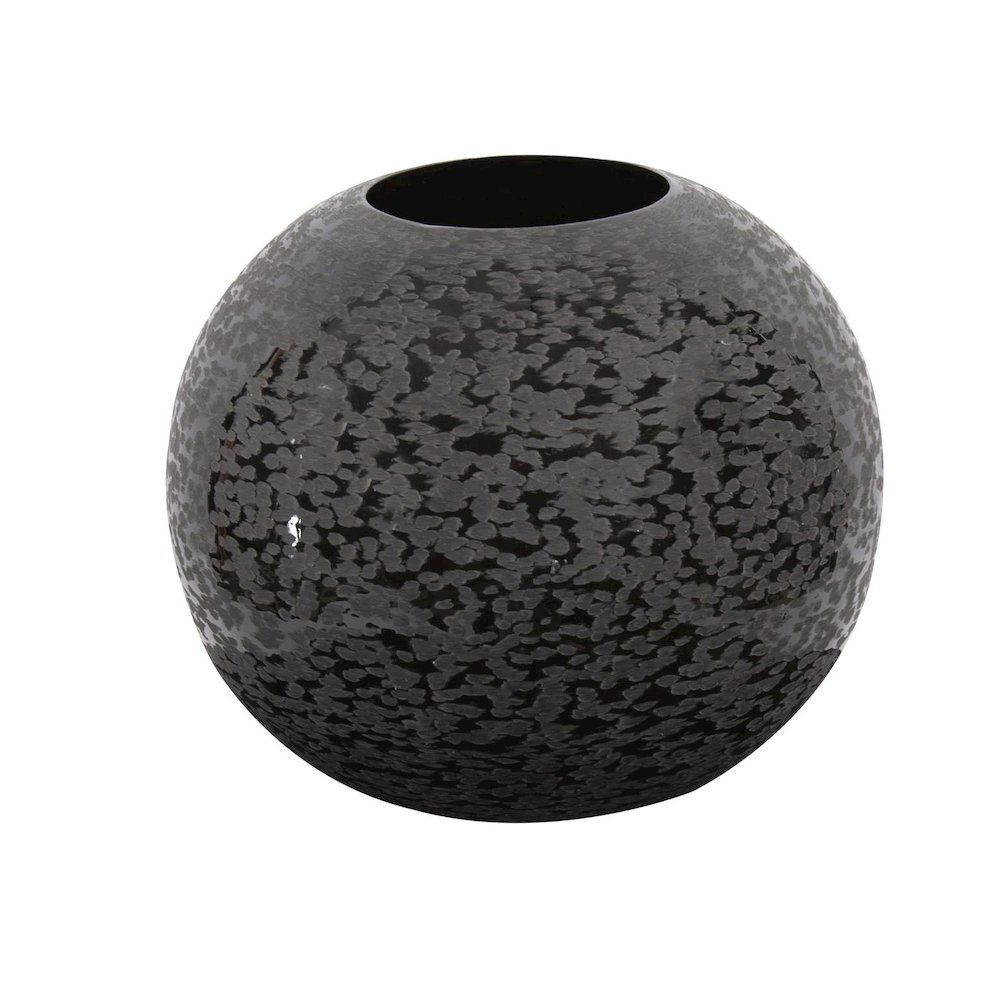 Chiseled Texture Black Iron Globe Vase- Small. Picture 1