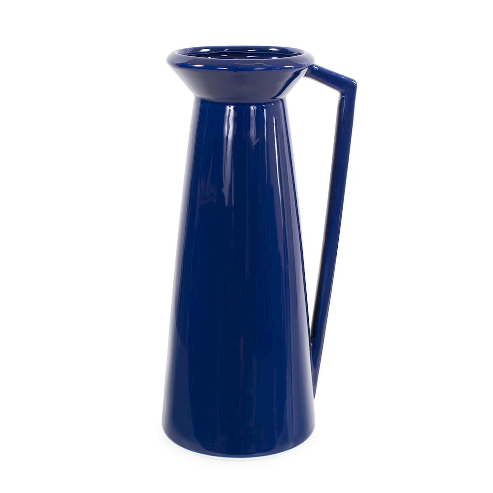 Bella Sapphire Blue Short Ceramic Pitcher. Picture 2