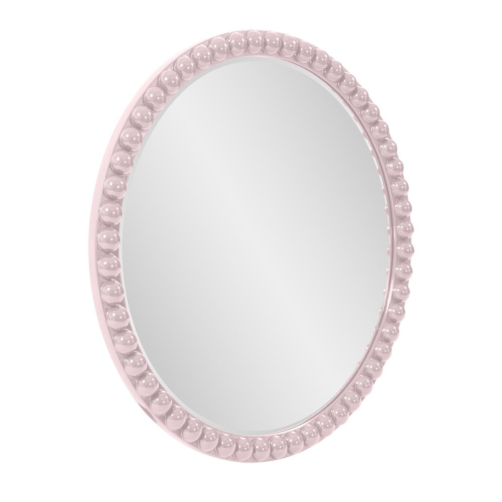 Varsha Round Oversized Beaded Mirror in Glossy Lilac. Picture 2