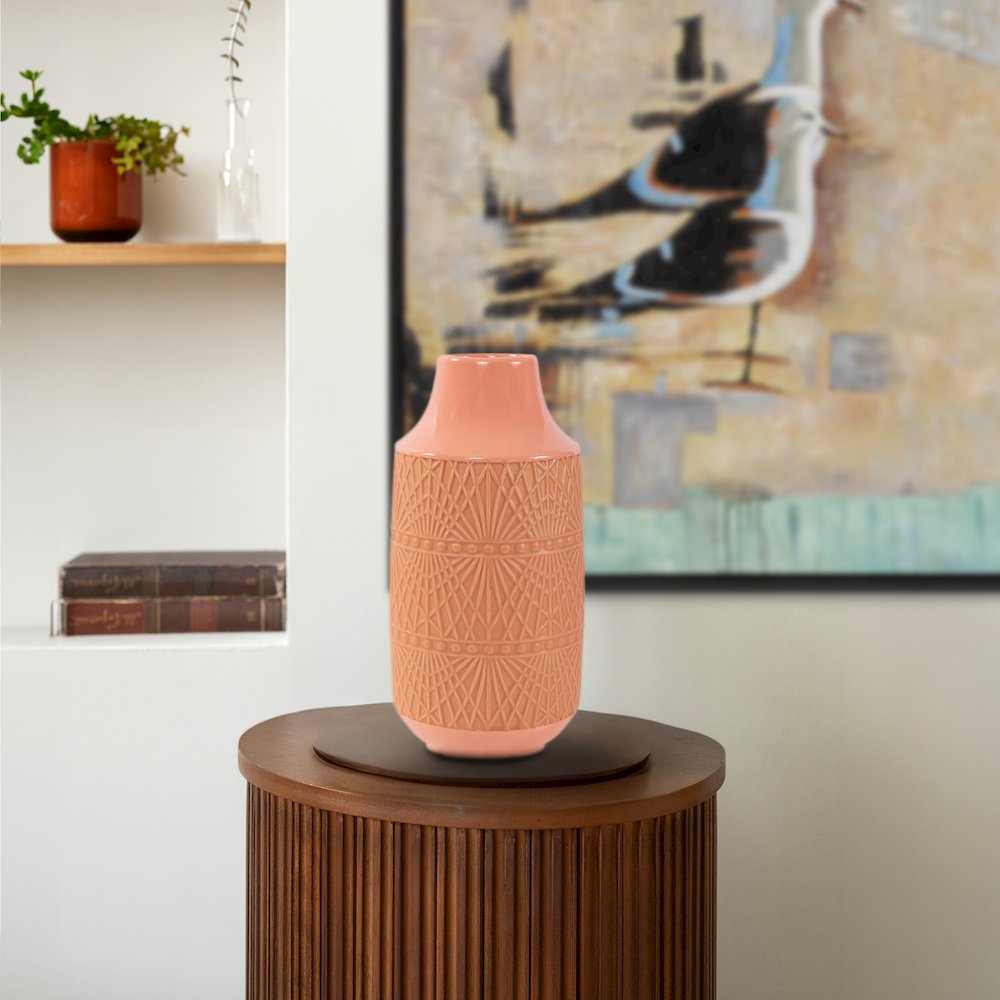 Richland Embossed Peach Vase- Medium. Picture 8