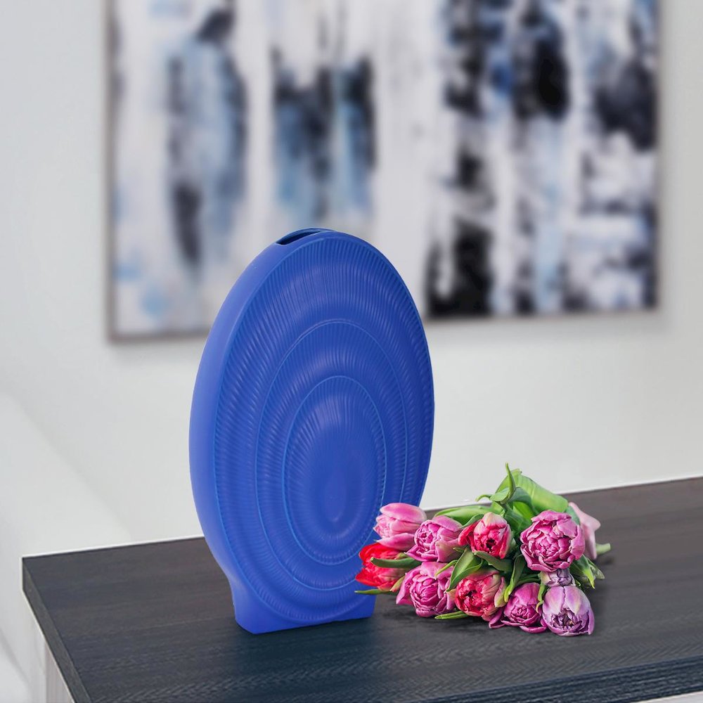 Radiant Blue Tall Ceramic Vase. Picture 8