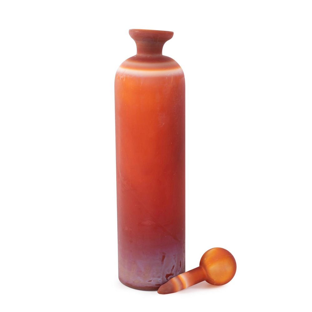 Mercer Glass Capped Bottle in Tangerine- Tall. Picture 5