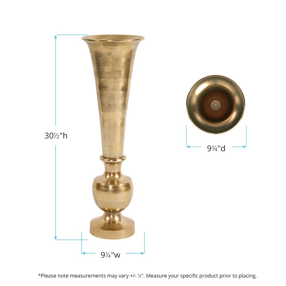 Howard Elliott Oversized Flared Gold Aluminum Vase, Small. Picture 6