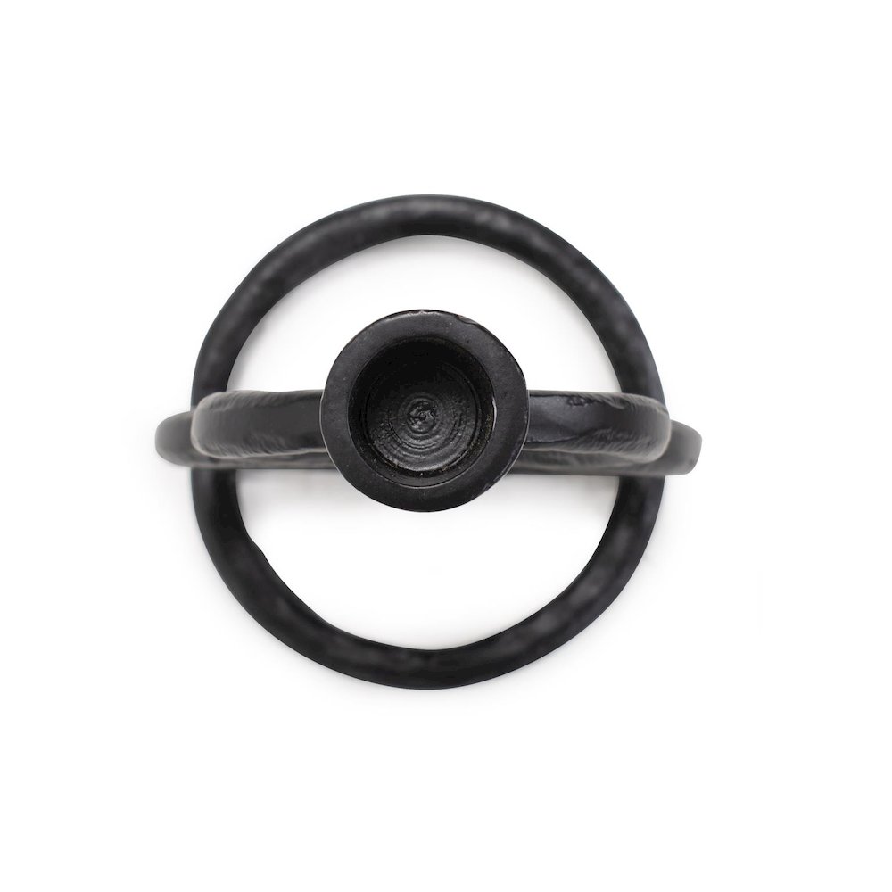 Double Circle Arman Aluminum Candlestick in Black. Picture 4