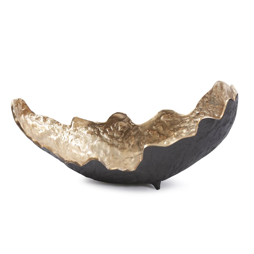 Cracked Edge Ebony Tray with Gold Interior- Large. Picture 1