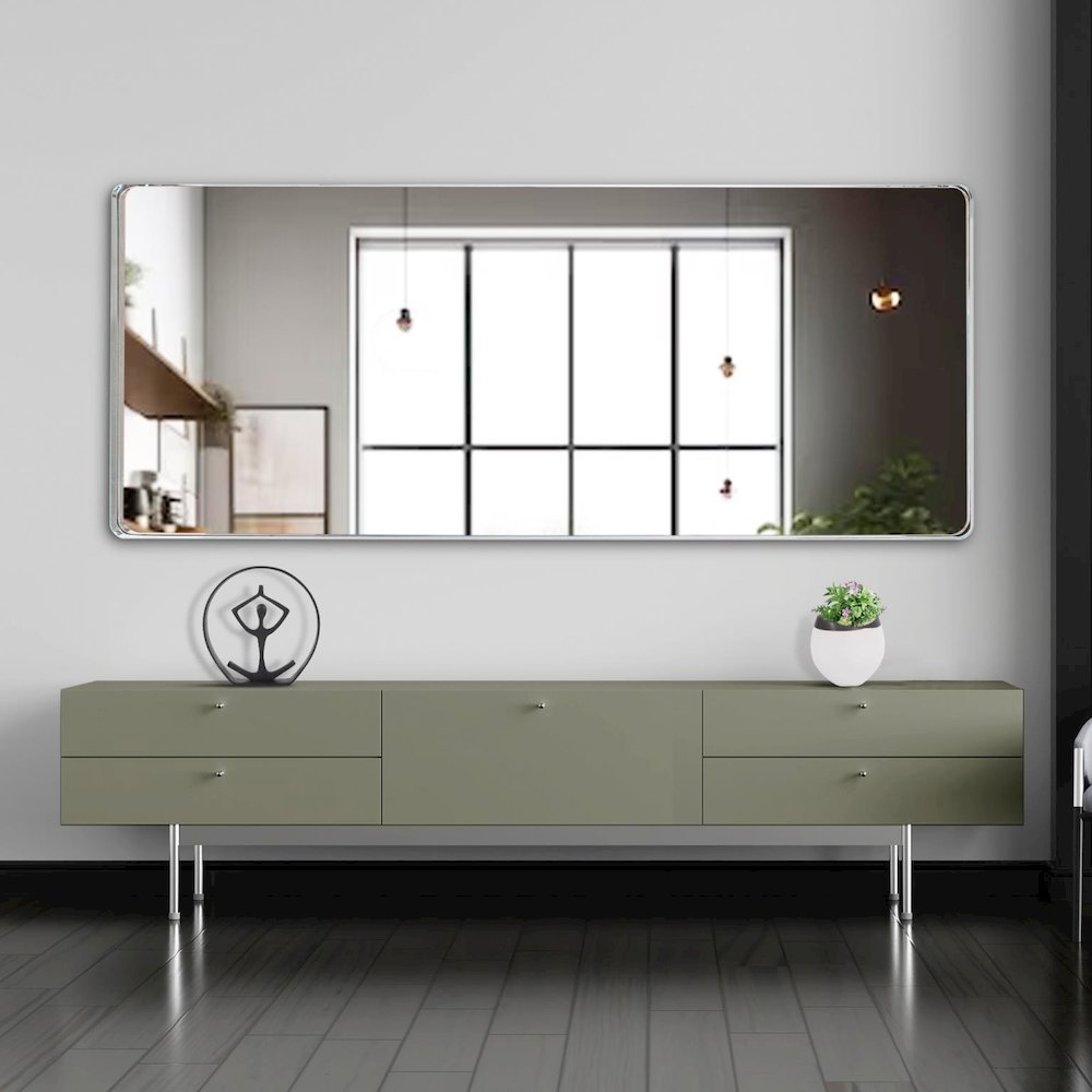 Steele Polished Silver Oversized Mirror. Picture 2