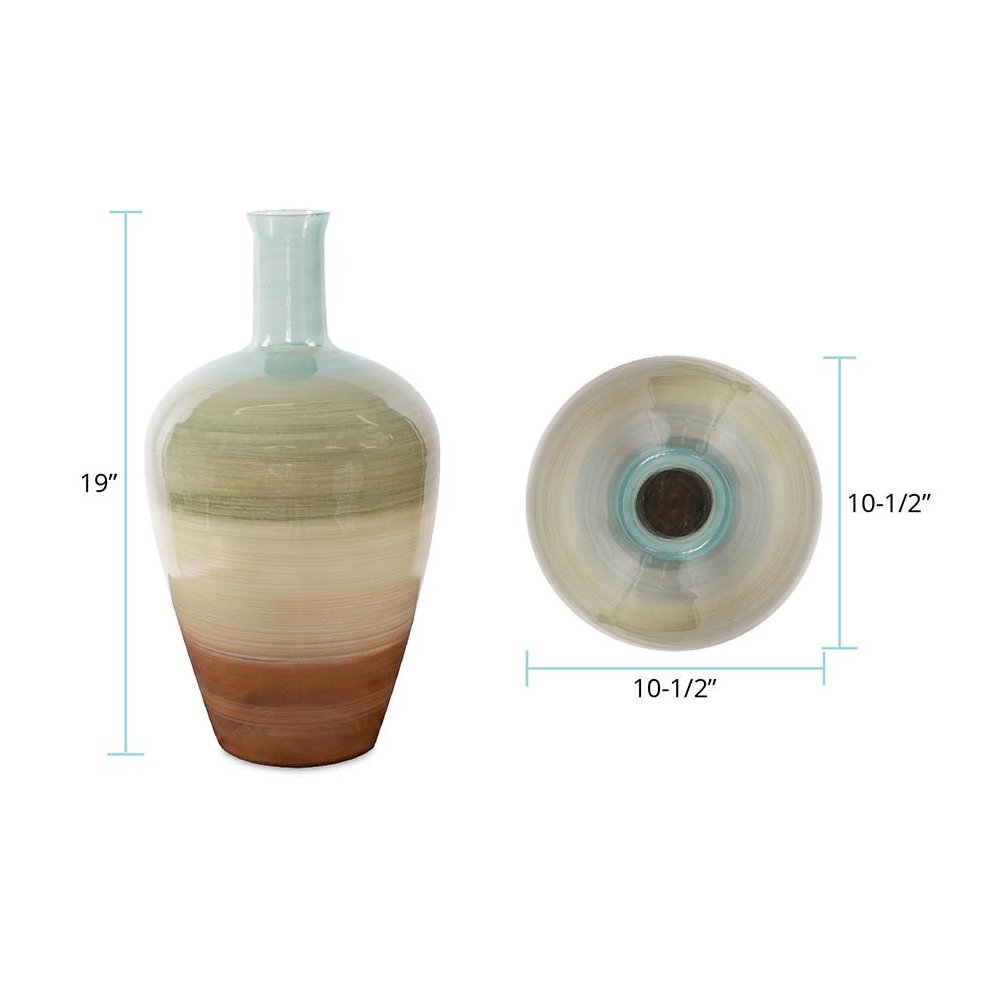Capri Stripe Glass Bottle Vase- Short. Picture 9