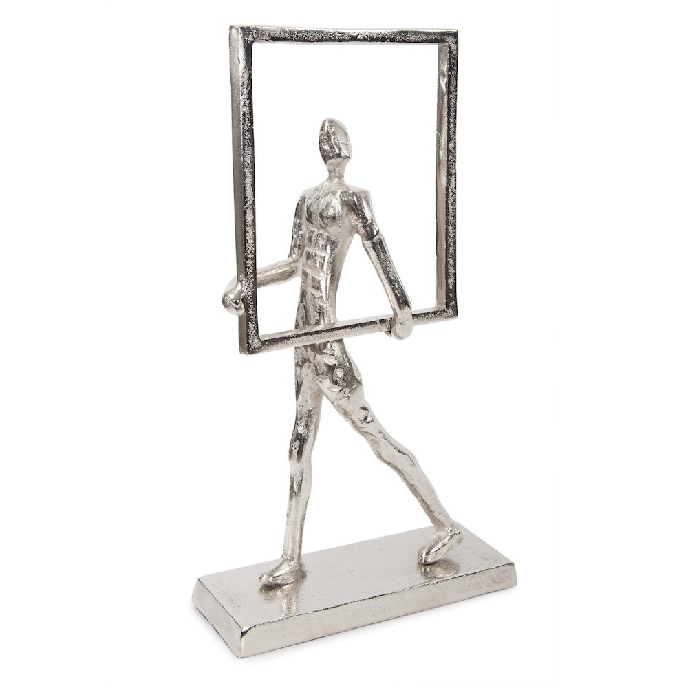 Rough Nickle Man w/Square Frame Sculpture. Picture 5