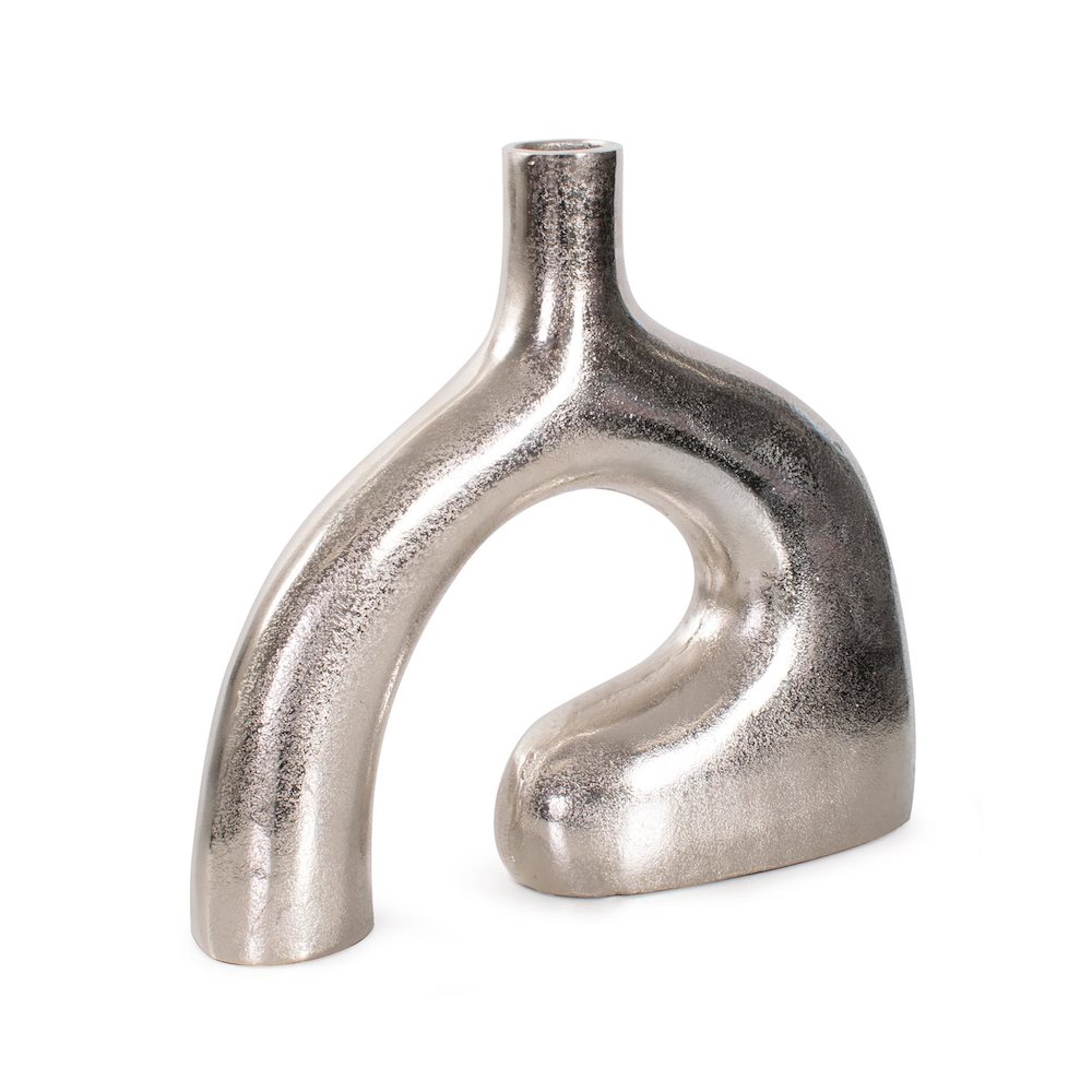 Shirin- Polished Silver Reverse Vase in Cast Aluminum- Tall. Picture 3