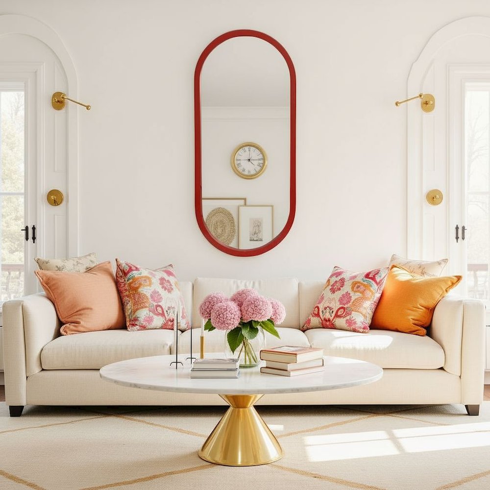 Osman Glossy Intense Rust Wall Mirror. Picture 9