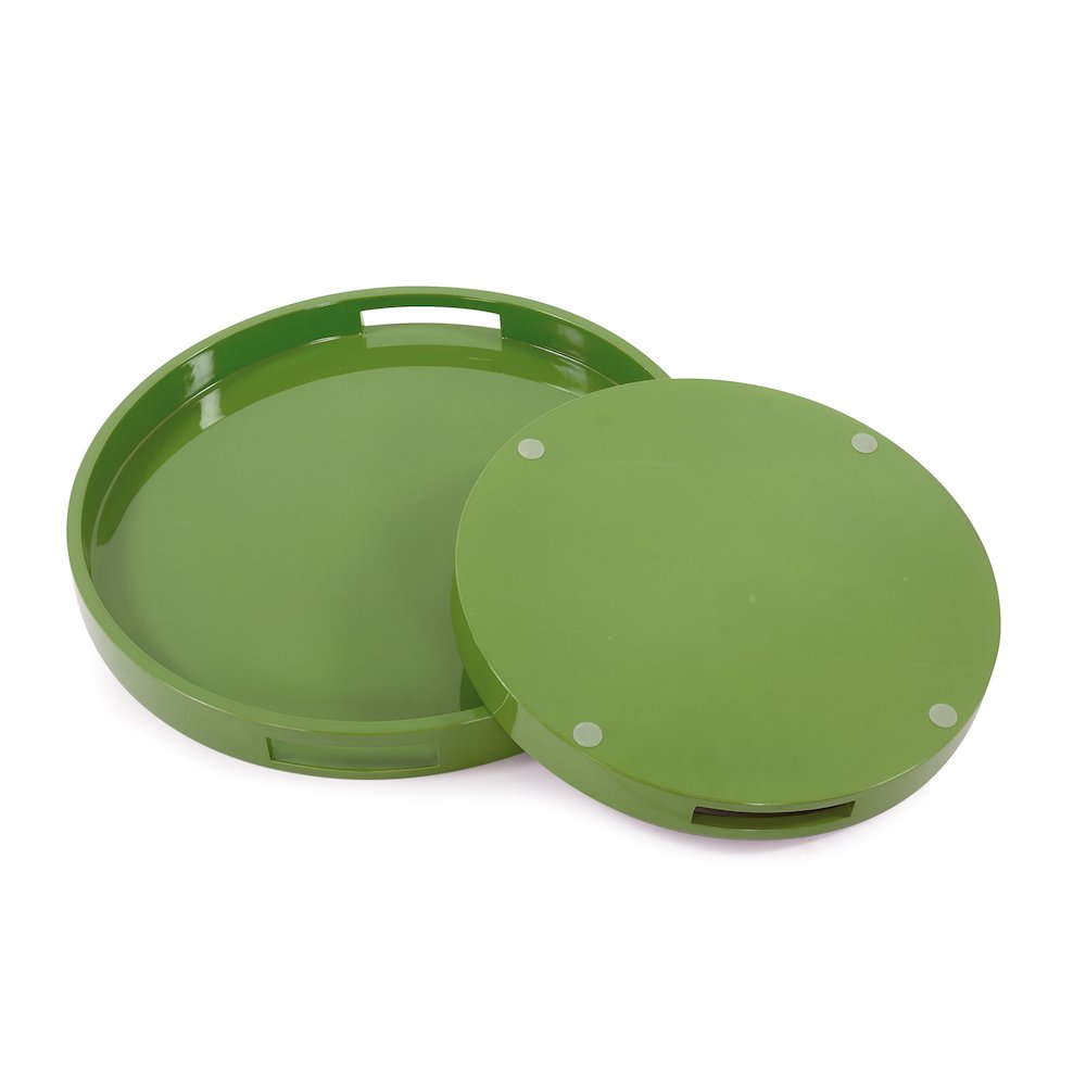 Saint Tropez Round Tray Set of 2 - Wild Green. Picture 5