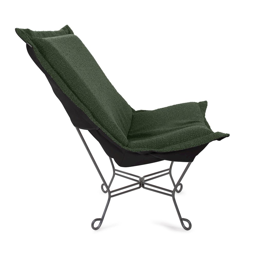 Scroll Puff Chair Titanium- Barbet Forest/Black. Picture 3
