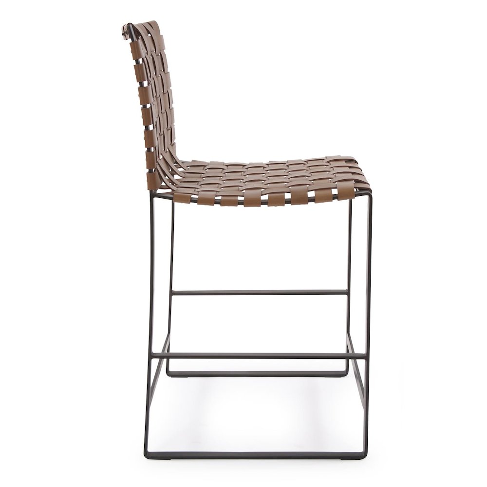 Irving Woven Leather Counter Stool. Picture 3