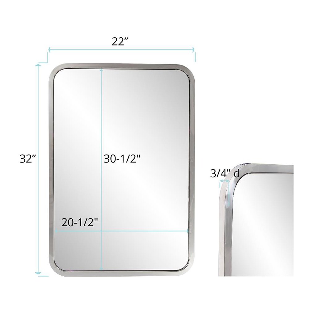 Simone Rectangular Stainless Steel Mirror. Picture 8