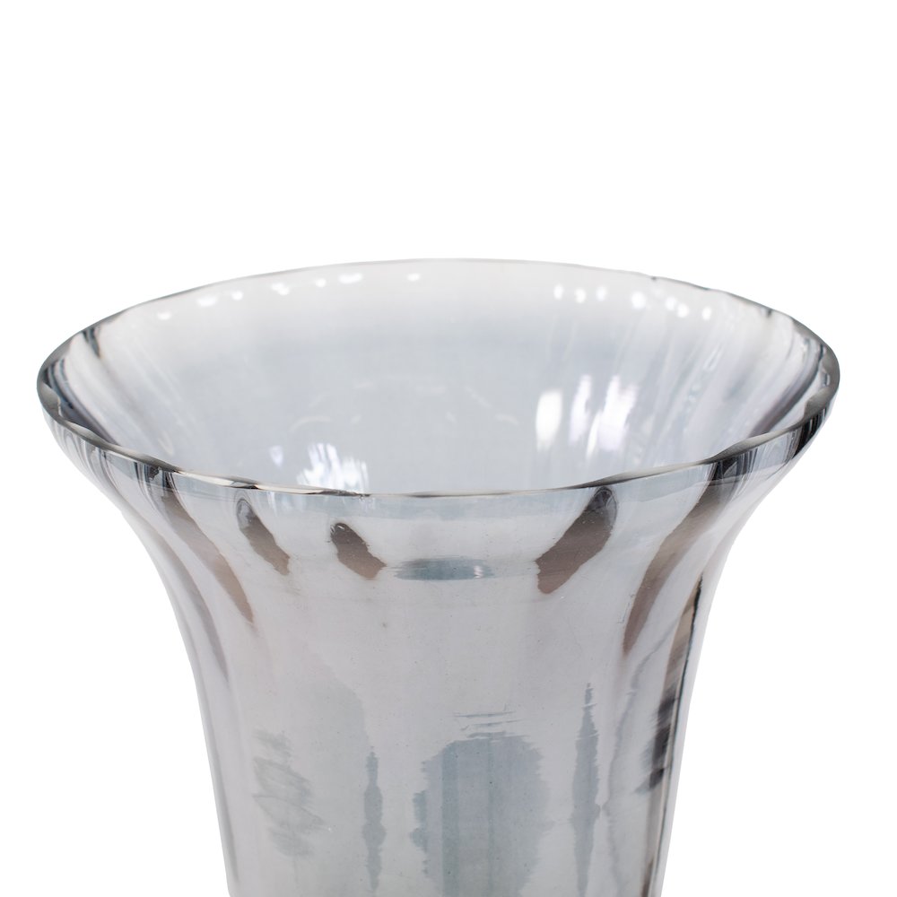 Ayers Smoked Glass Trumpet Vase Short. Picture 5