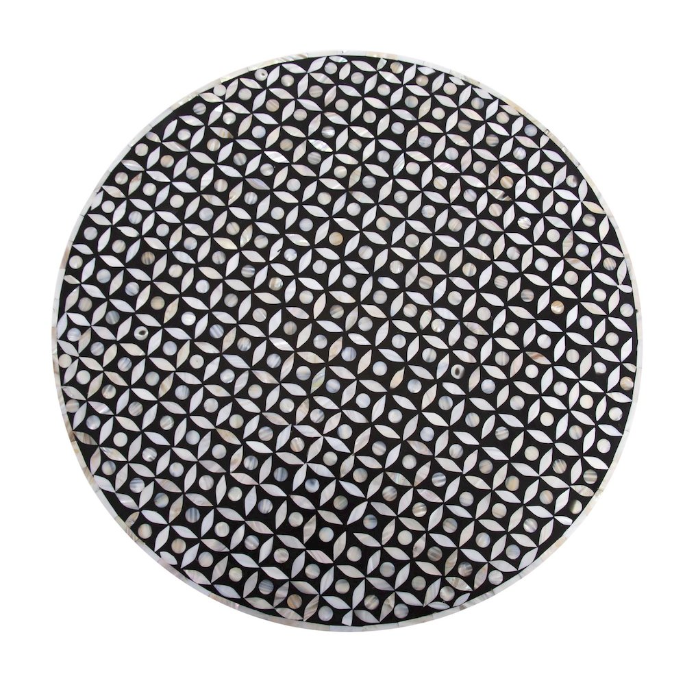 Nickel Metal with Bone Top Martini Table. Picture 3