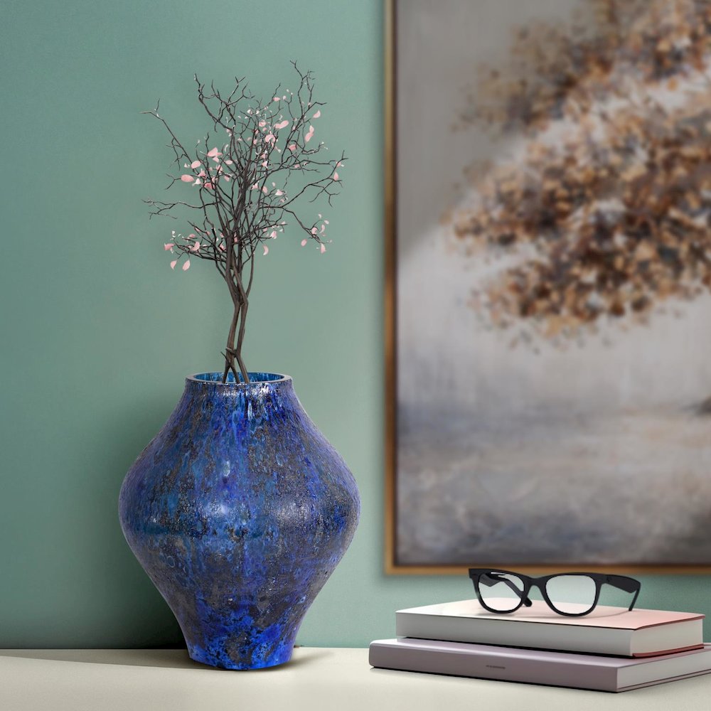 Zynsky Art Glass in Deep Azure Blue- Short. Picture 9