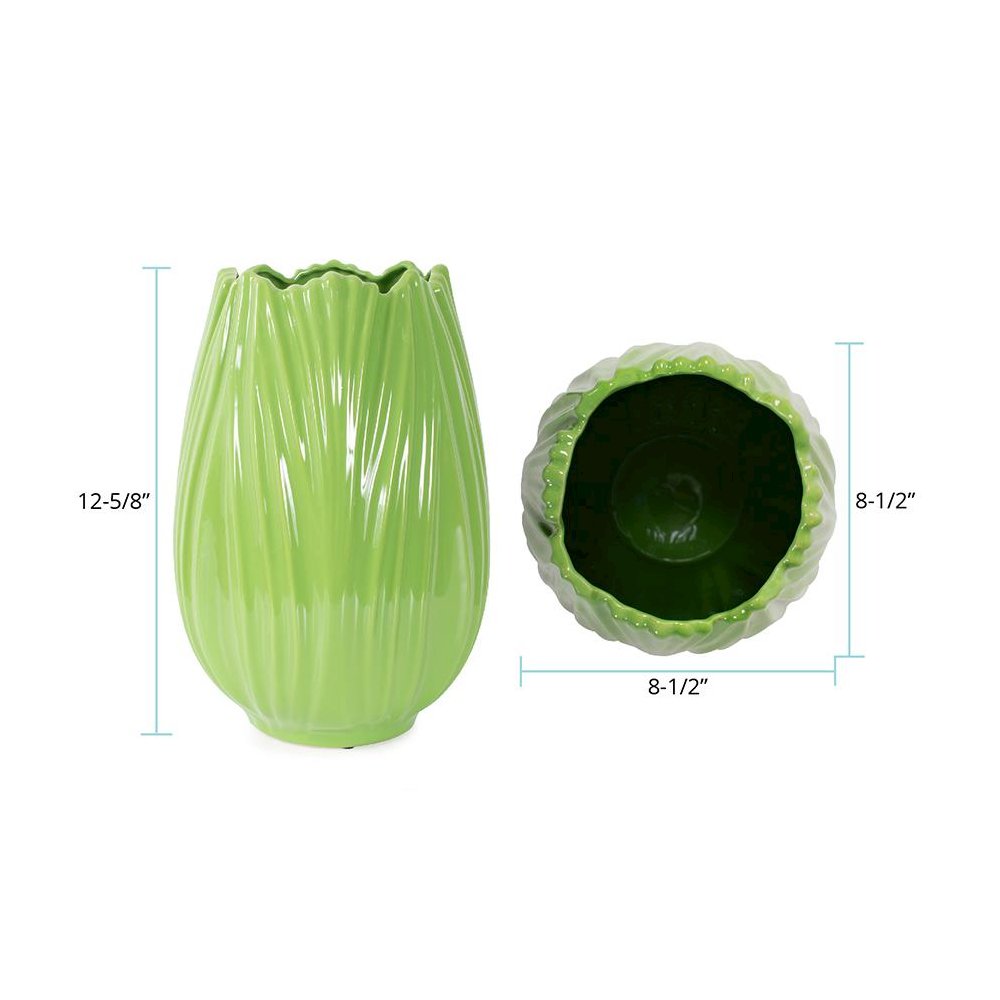 Field Green Short Ceramic Vase. Picture 9