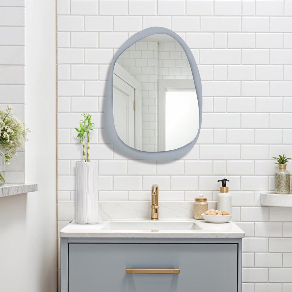 Ahrends Asymmetrical Mirror with Gray Glass Framing. Picture 9