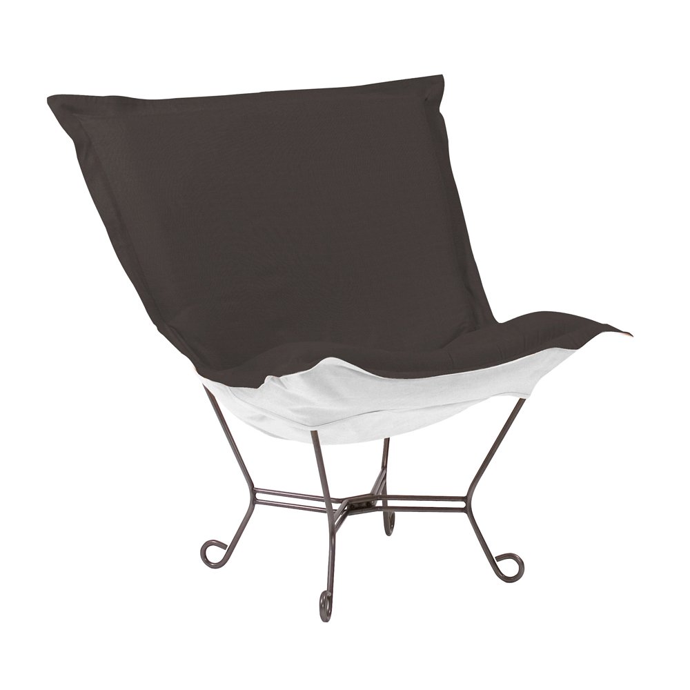 Patio Scroll Puff Chair Seascape Charcoal Titanium Frame. Picture 1