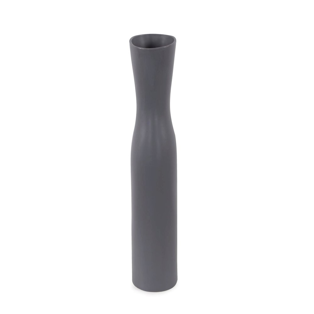 Larek Asymmetrical Charcoal Gray Contemporary Ceramic Short Vase. Picture 2