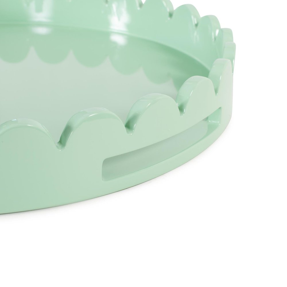 Round Scalloped Riviera Tray - Sage Green. Picture 3