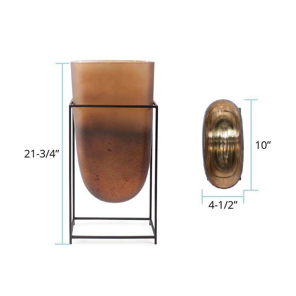 Bronze Euler Vase with Black Iron Stand- Tall. Picture 8