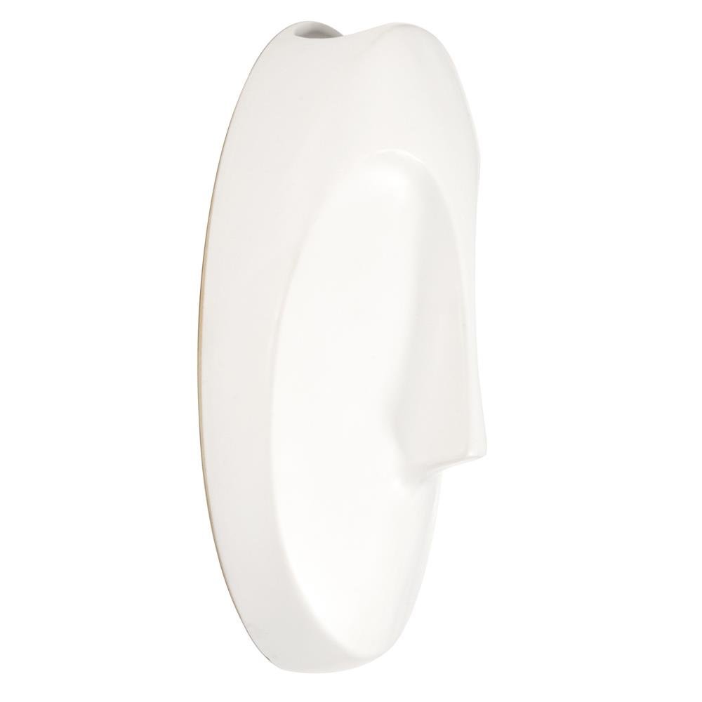 Matte White Round Face Wall Sculpture. Picture 5