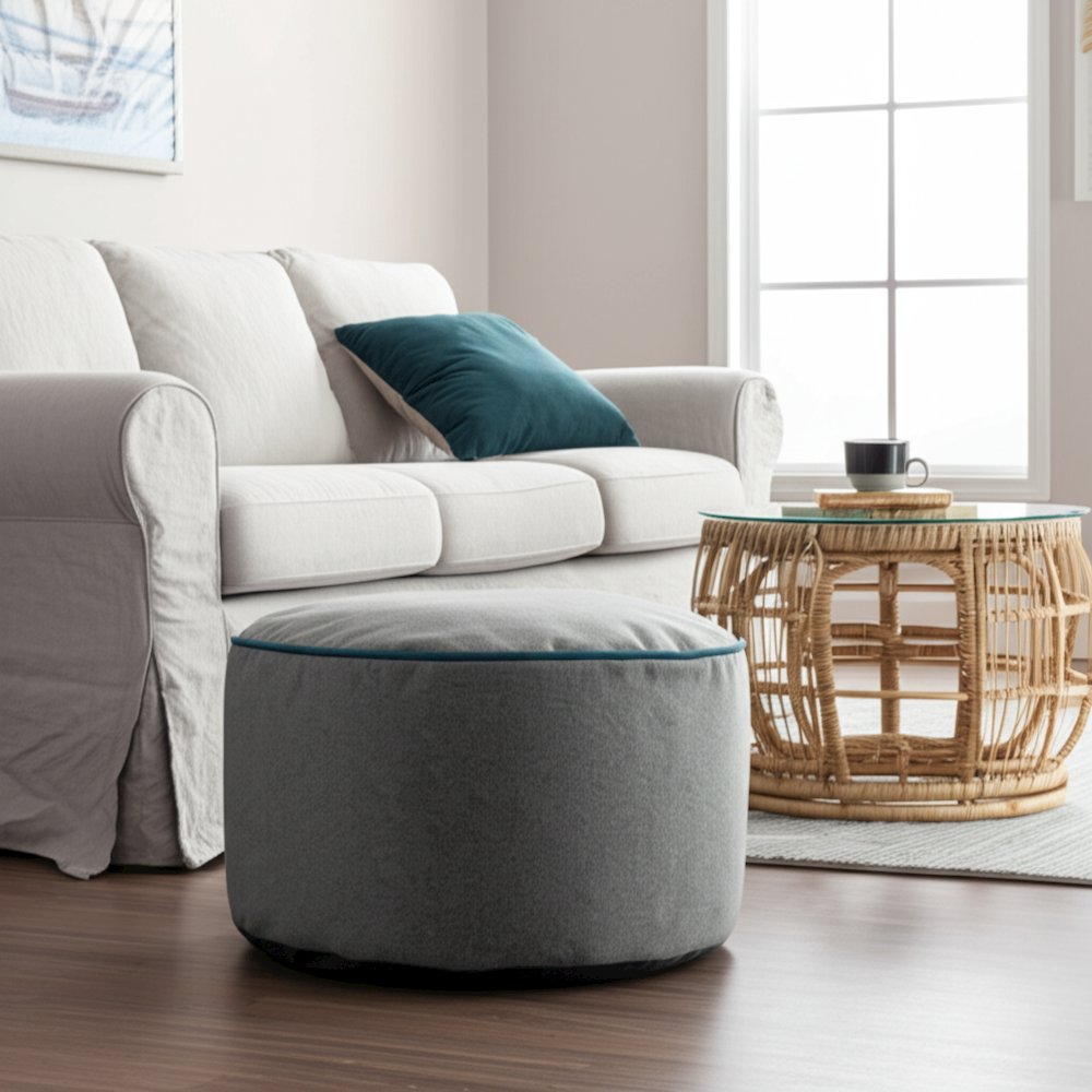 Qiviut Gray Foot Pouf. Picture 8