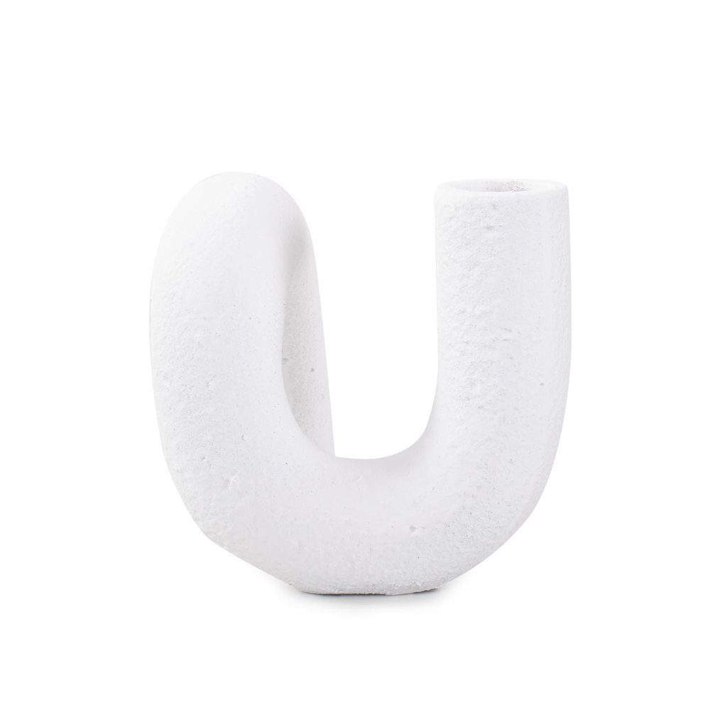 White Abstract Curved Tube Vase Short. Picture 5