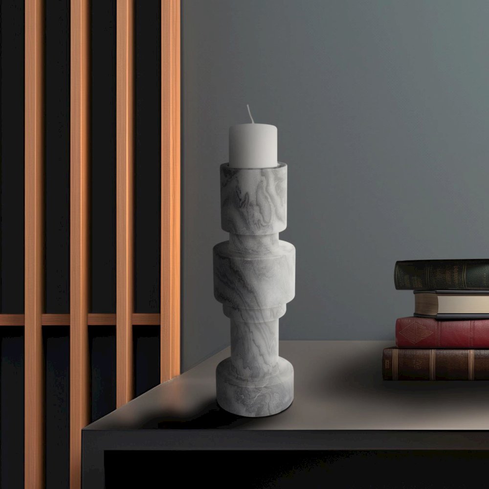 Modern Clarinda Marble Candle Holder- Tall. Picture 7