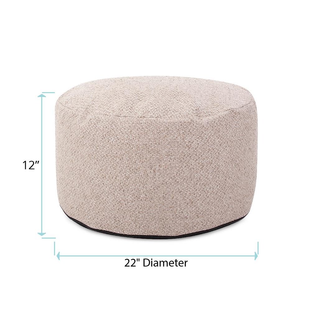 Round Foot Pouf Panama Sand. Picture 6