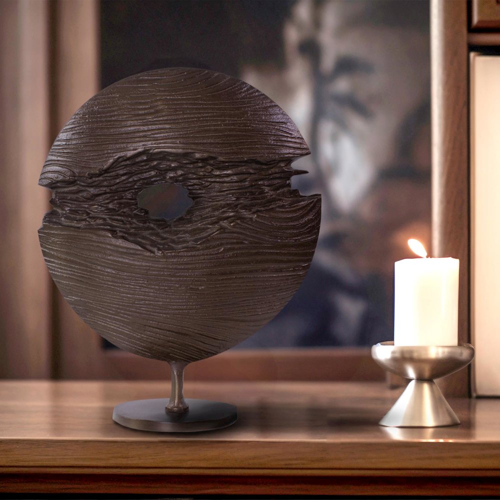 Berken Round Sculpture in a Bronze Finished Cast Aluminum. Picture 9