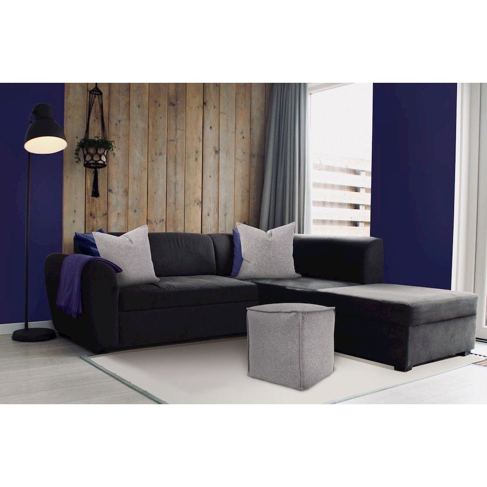 Square Pouf Panama Stone. Picture 4