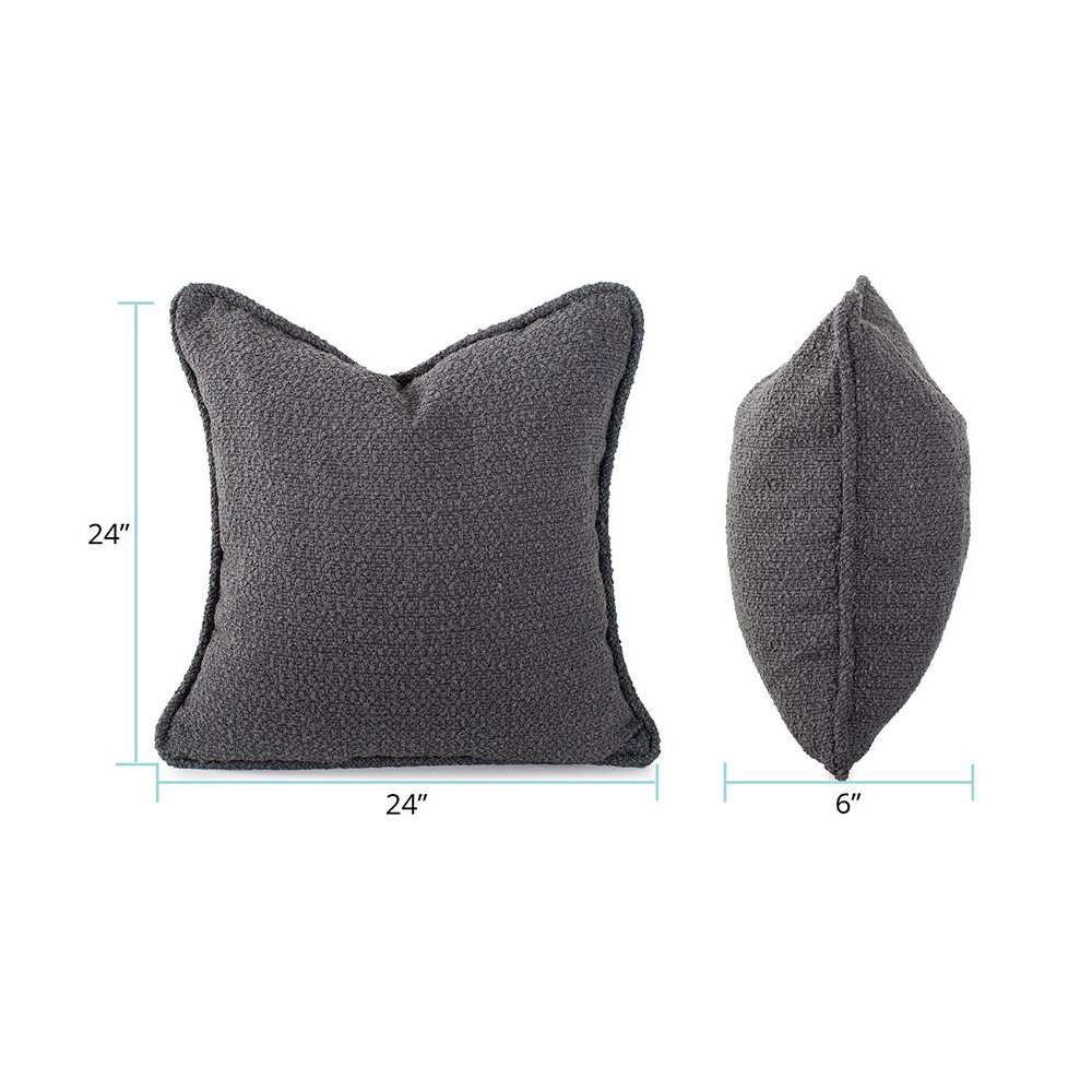 24 in. x 24 in. Pillow  Barbet Charcoal  - Down Insert. Picture 8
