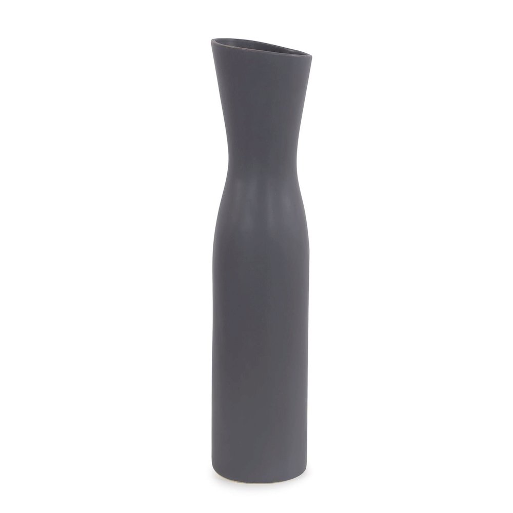 Larek Asymmetrical Charcoal Gray Contemporary Ceramic Short Vase. Picture 6