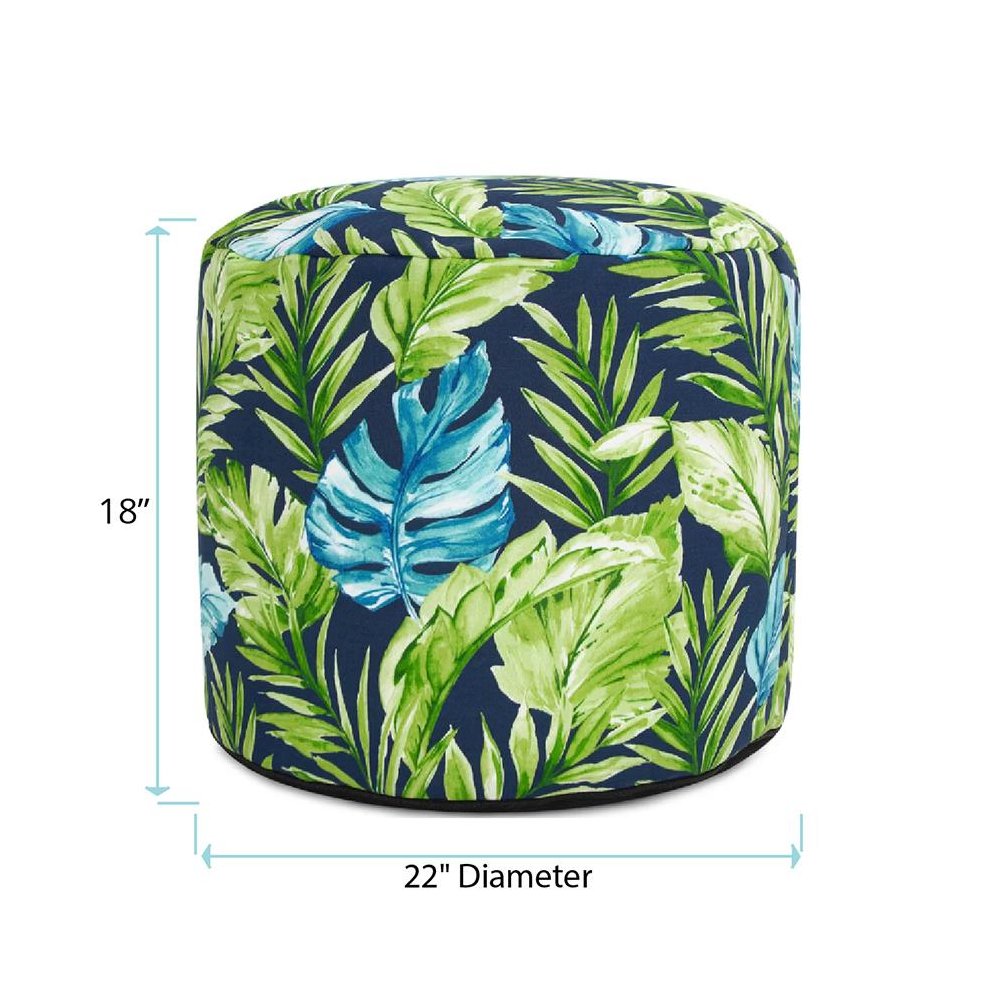 Outdoor Round Tall Pouf Cardoon Indigo. Picture 6