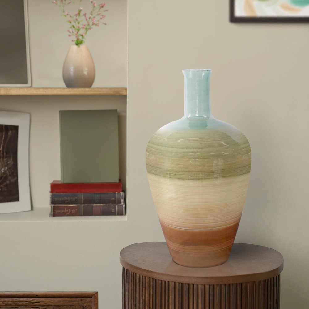 Capri Stripe Glass Bottle Vase- Short. Picture 7