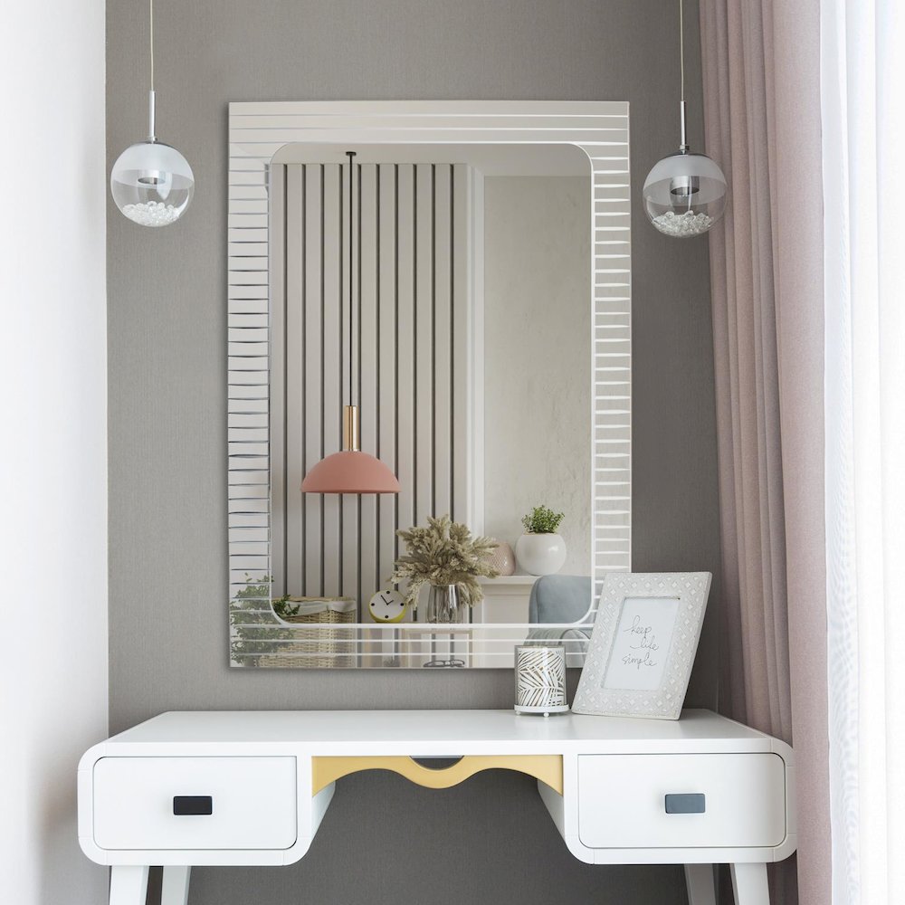 Adoree V Grooved Vanity Mirror. Picture 9