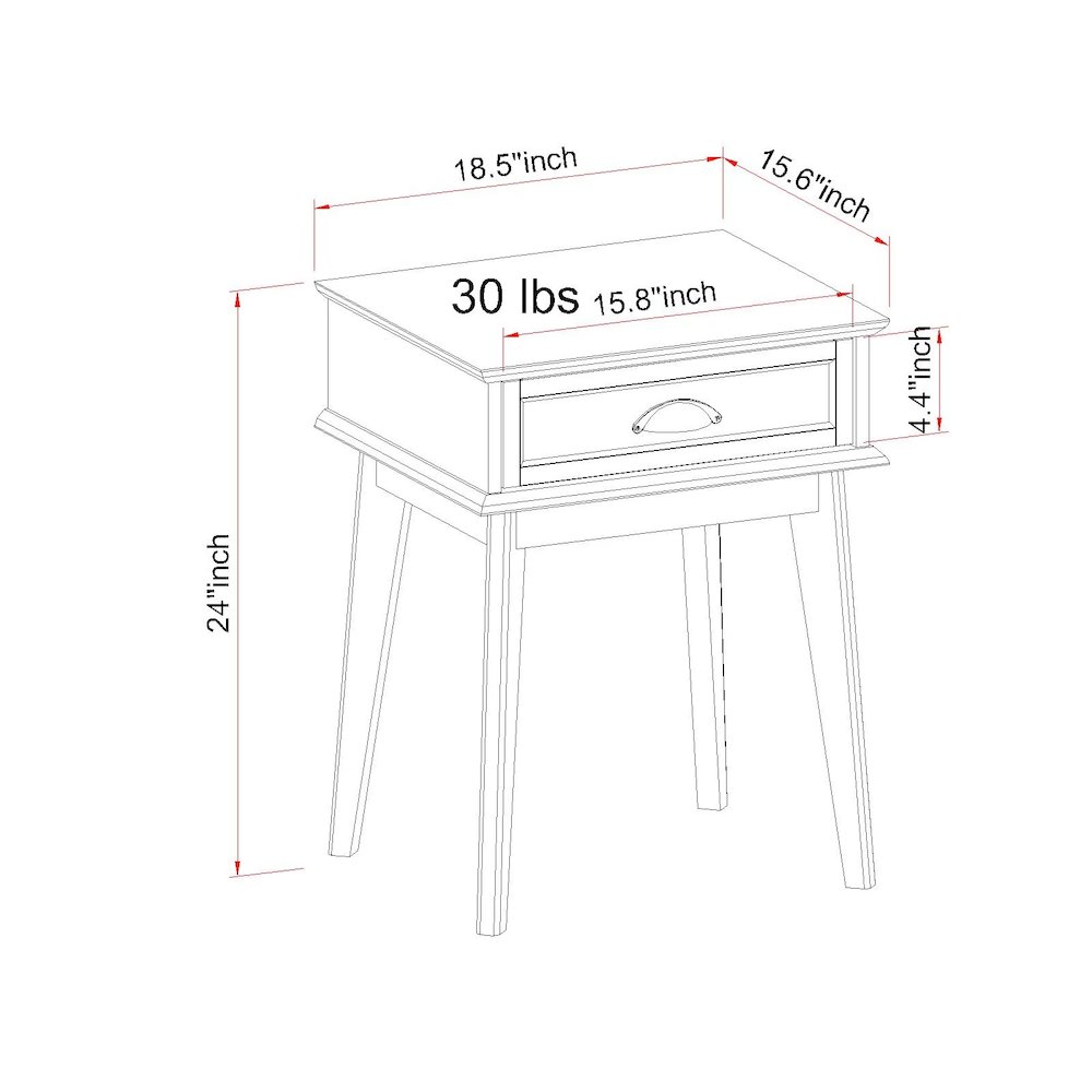 Newport Series Tall End Side Table With Fully Extended Storage Drawer. Picture 6