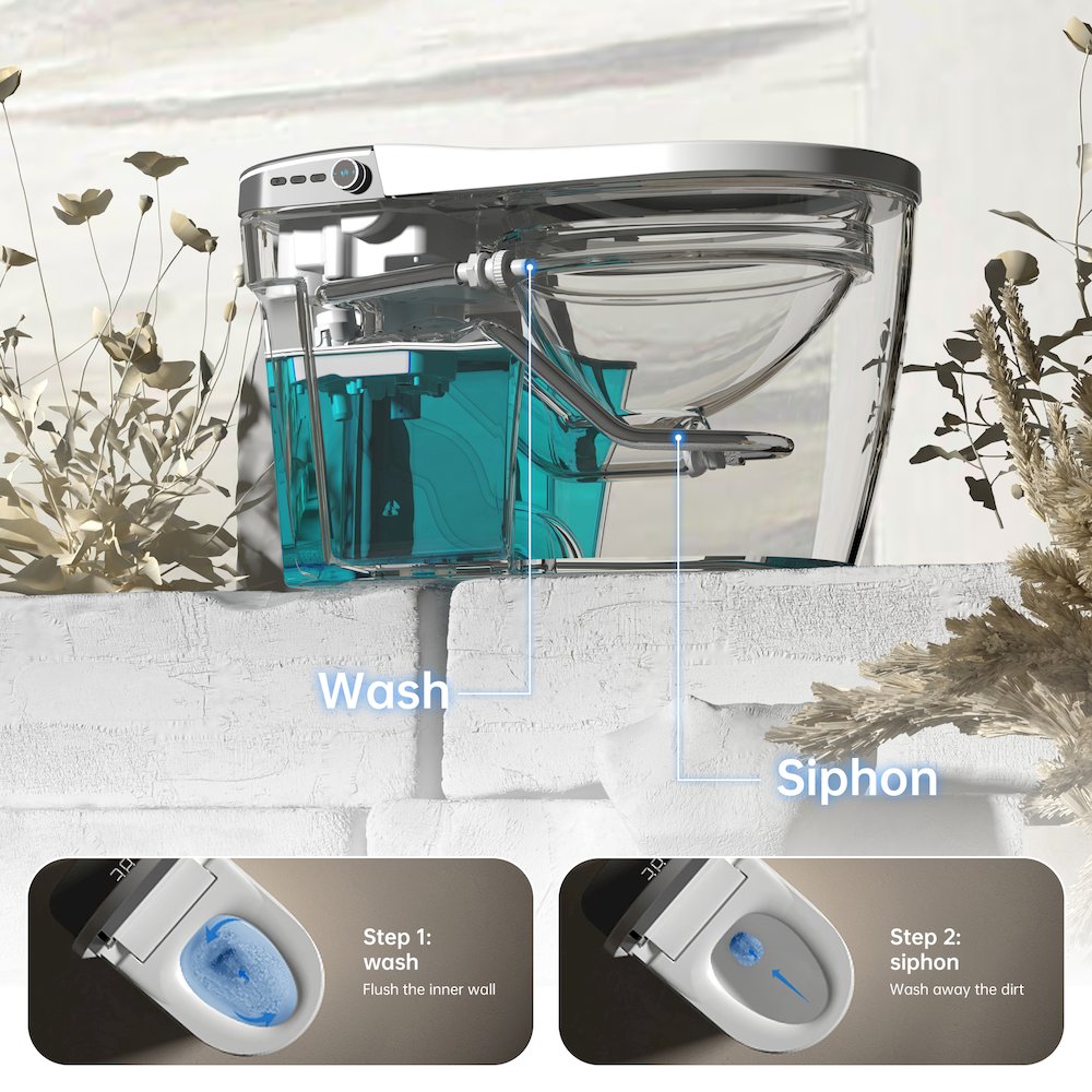 Smart Toilet with Built-in Bidet, Heated Seat. Picture 4