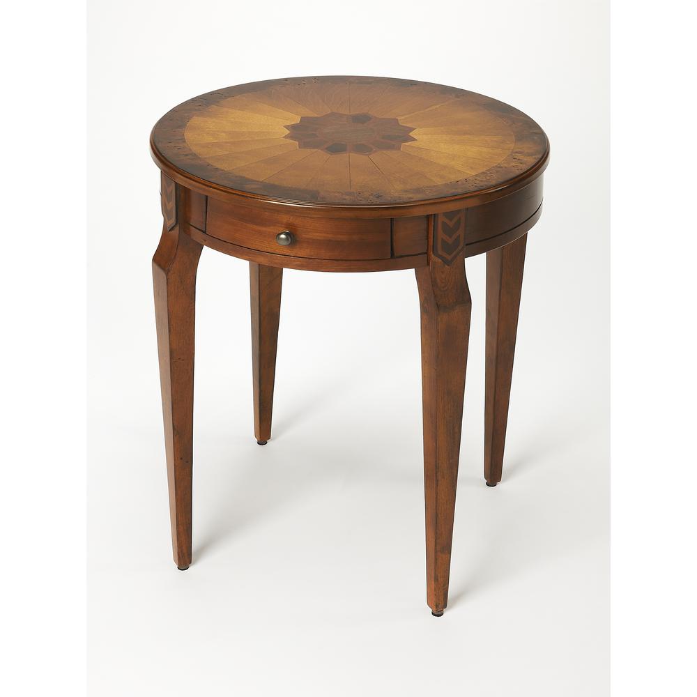 Archer 1 Drawer Side Table, Medium Brown. Picture 1