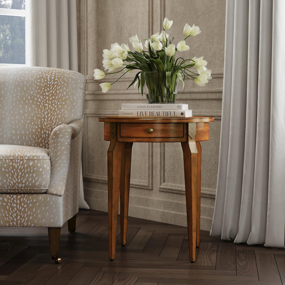 Archer 1 Drawer Side Table, Medium Brown. Picture 2