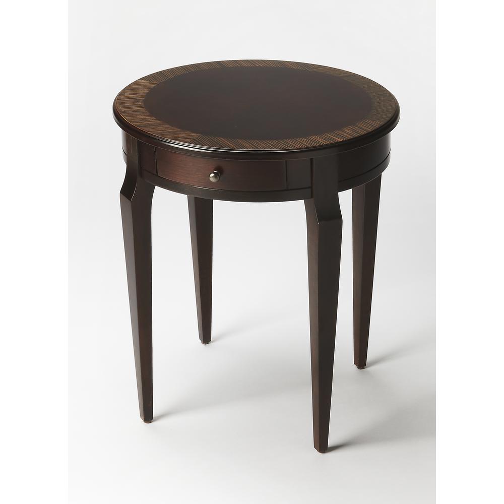 Archer 1 Drawer Side Table, Dark Brown. Picture 1