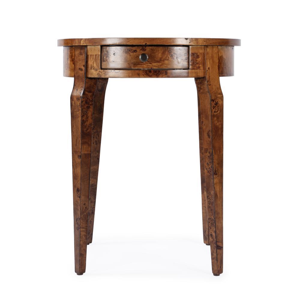 Archer 1 Drawer Burl Side Table, Light Brown. Picture 5